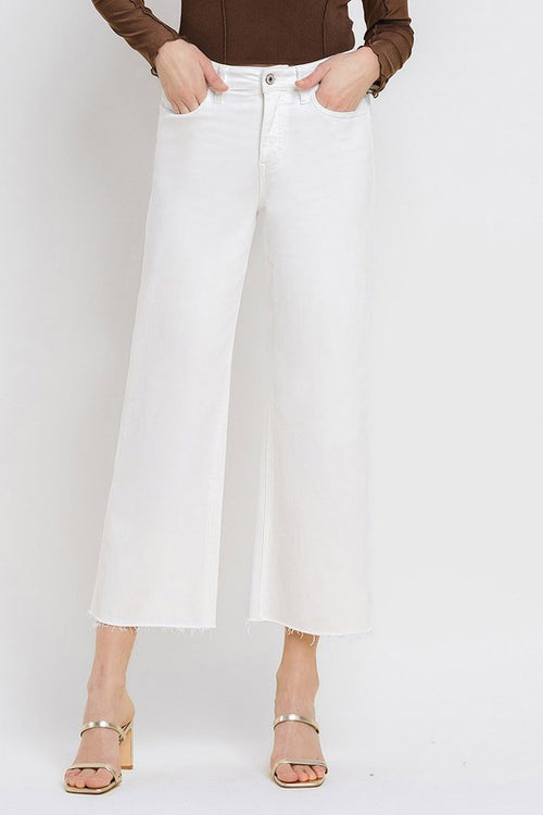 A1 High Rise Wide Leg White Jeans