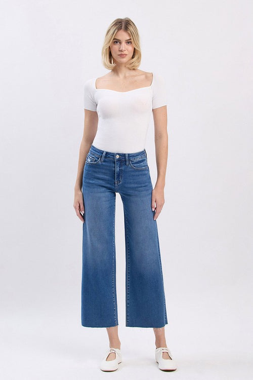 A1 High Rise Crop Wide Jeans with COMFORT STRETCH