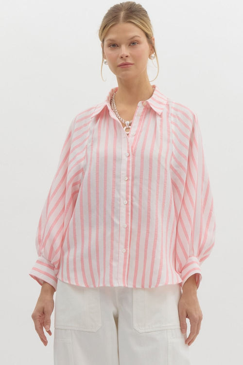 A1 Classic Stripe Button Down Top