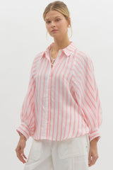 A1 Classic Stripe Button Down Top